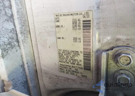 2010 Nissan Maxima S из США, поврежденный, VIN 1N4AA5AP4AC867708